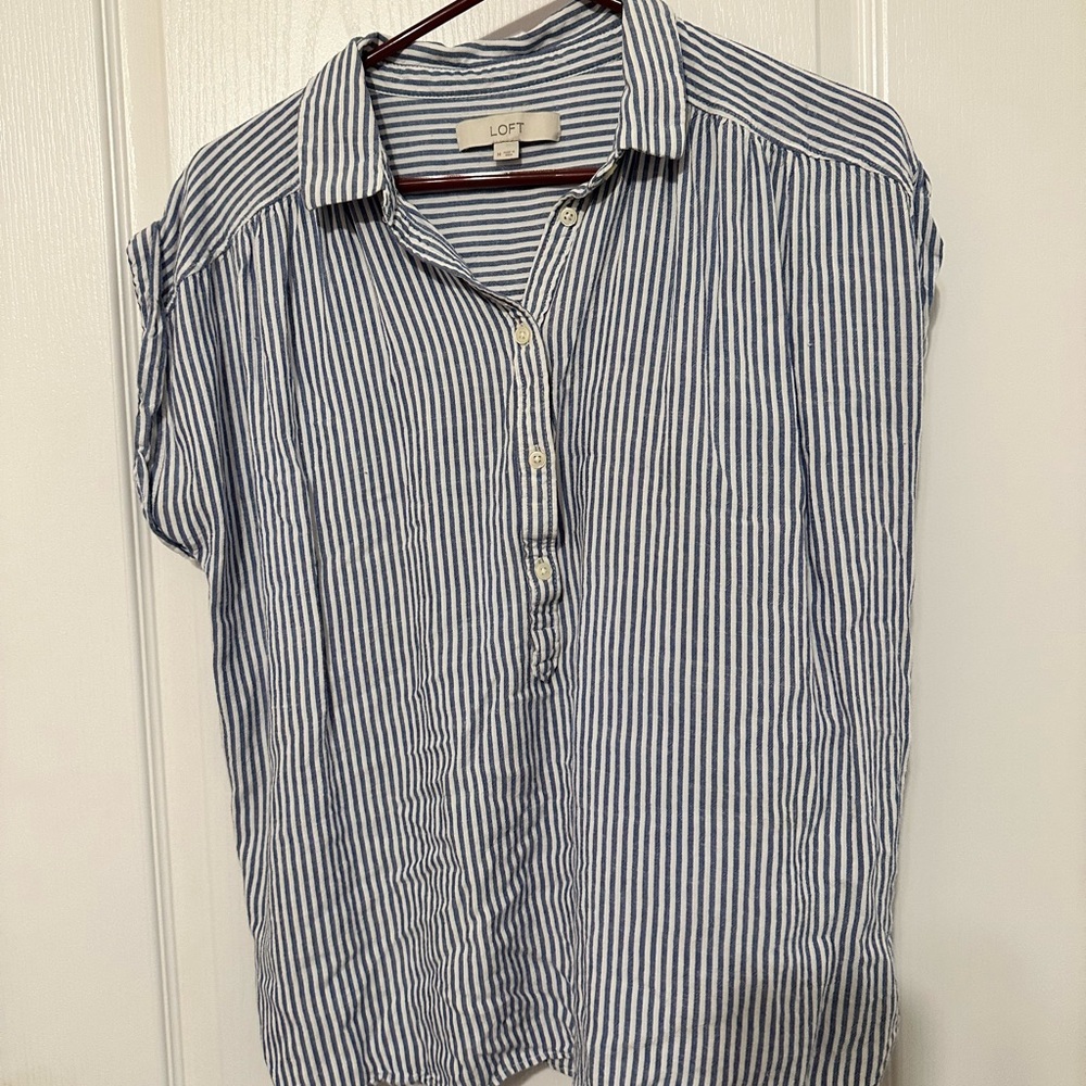 LOFT Blue Striped Shirt